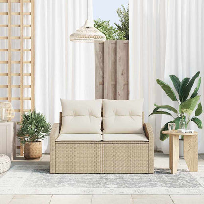 Sofá de jardim com almofada Bege 123 x 62 x 69cm vime PE