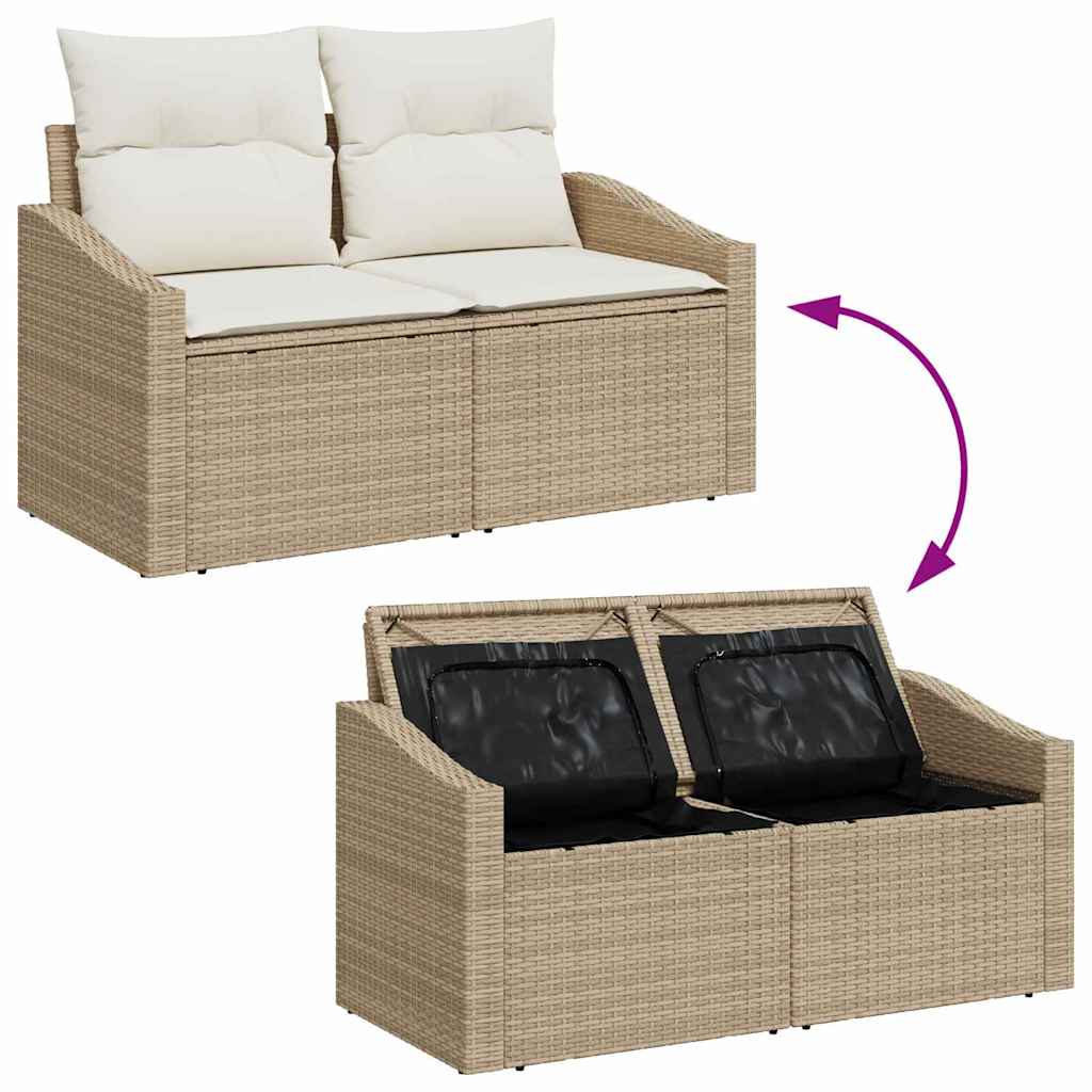 Sofá de jardim com almofada Bege 123 x 62 x 69cm vime PE