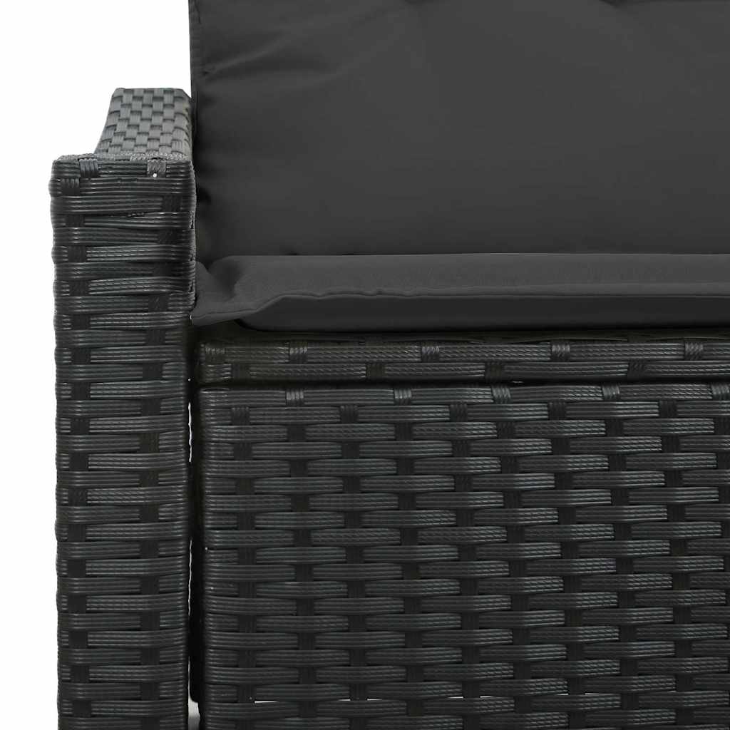 Sofá de jardim com almofada Preto 123 x 62 x 69cm vime PE