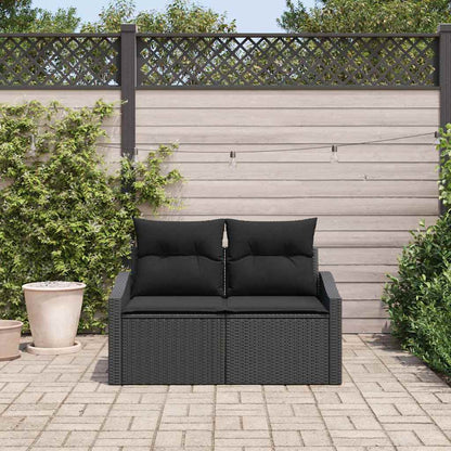 Sofá de jardim com almofada Preto 123 x 62 x 69cm vime PE
