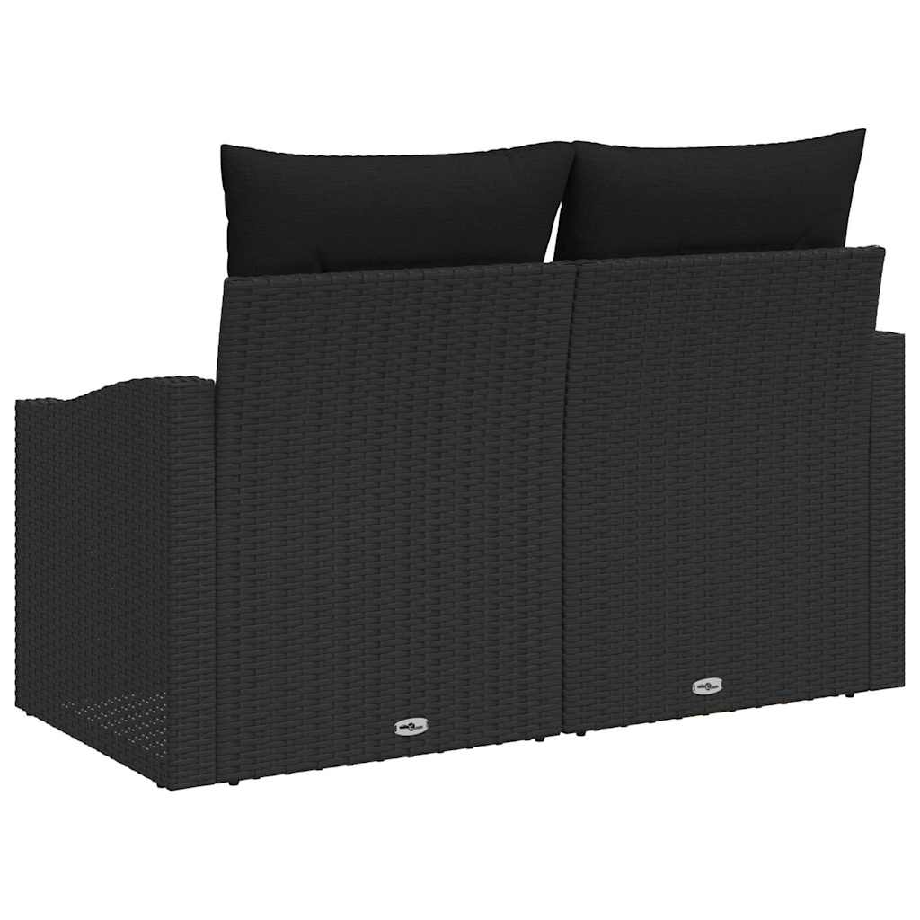 Sofá de jardim com almofada Preto 123 x 62 x 69cm vime PE