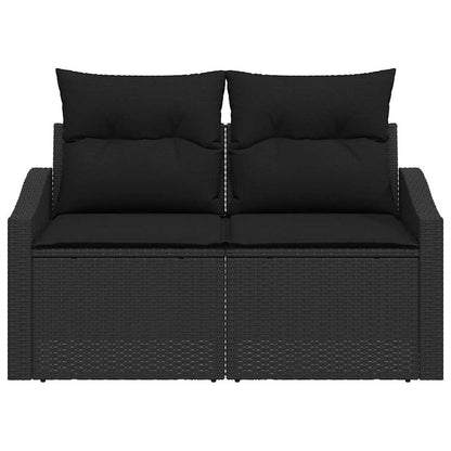 Sofá de jardim com almofada Preto 123 x 62 x 69cm vime PE