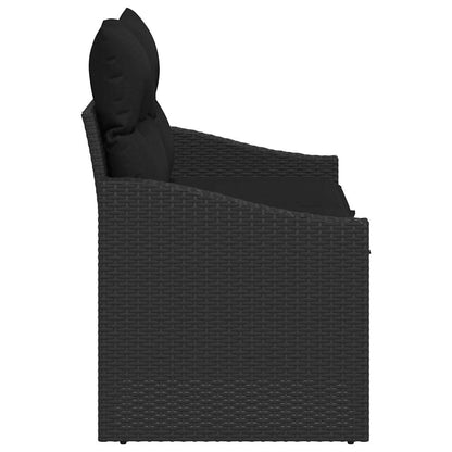 Sofá de jardim com almofada Preto 123 x 62 x 69cm vime PE