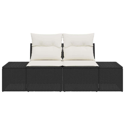 Sofá de jardim com almofada Preto 123 x 62 x 69cm vime PE