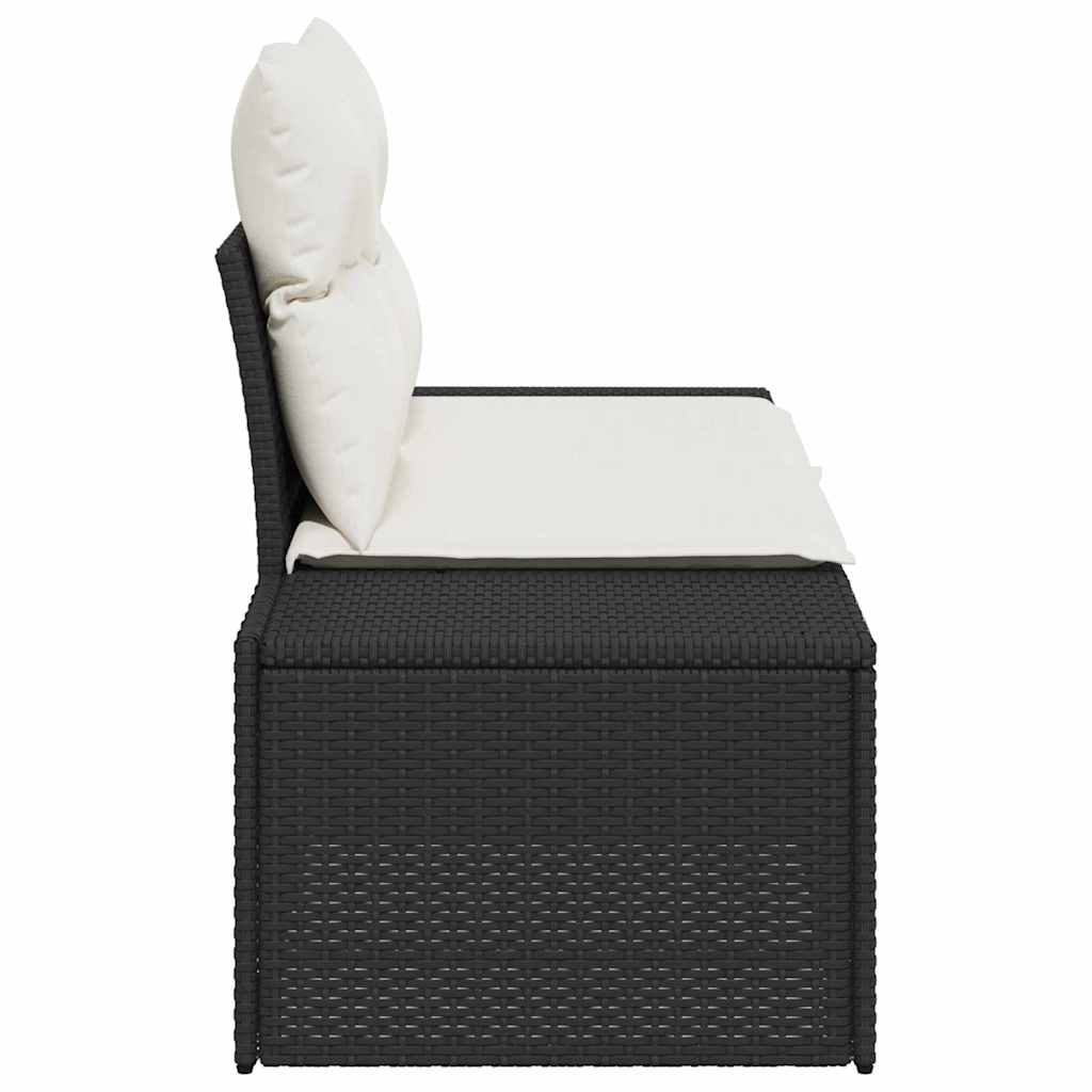 Sofá de jardim com almofada Preto 123 x 62 x 69cm vime PE
