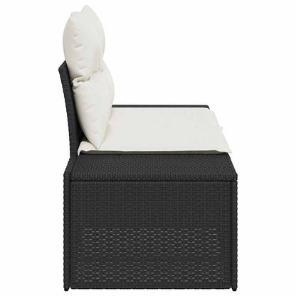 Sofá de jardim com almofada Preto 123 x 62 x 69cm vime PE
