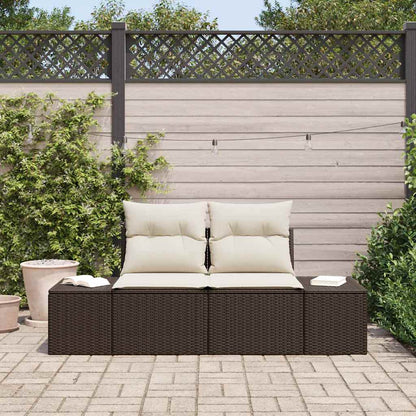 Sofá de jardim com almofada Castanho 123 x 62 x 69cm vime PE