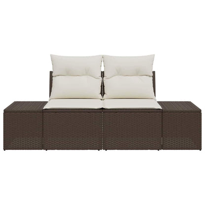 Sofá de jardim com almofada Castanho 123 x 62 x 69cm vime PE