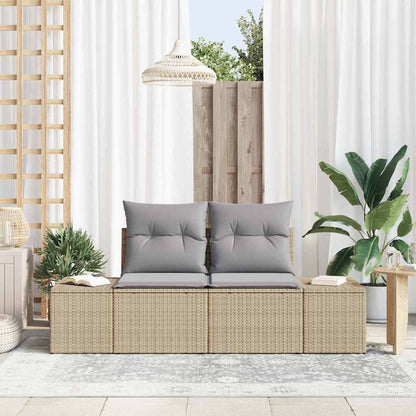 Sofá de jardim com almofada Bege 123 x 62 x 69cm vime PE