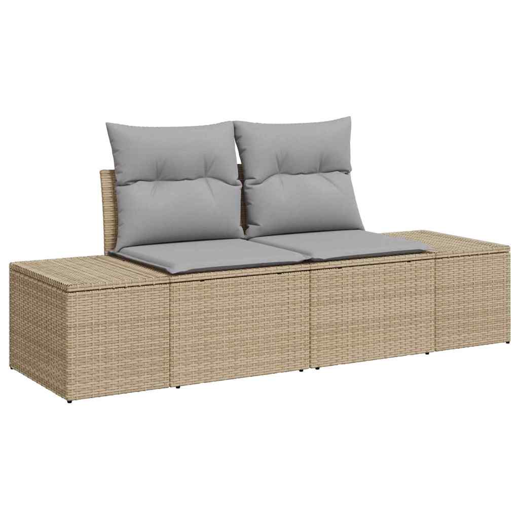 Sofá de jardim com almofada Bege 123 x 62 x 69cm vime PE