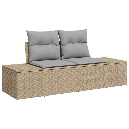 Sofá de jardim com almofada Bege 123 x 62 x 69cm vime PE