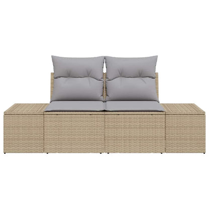 Sofá de jardim com almofada Bege 123 x 62 x 69cm vime PE