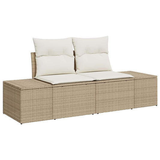 Sofá de jardim com almofada Bege 123 x 62 x 69cm vime PE