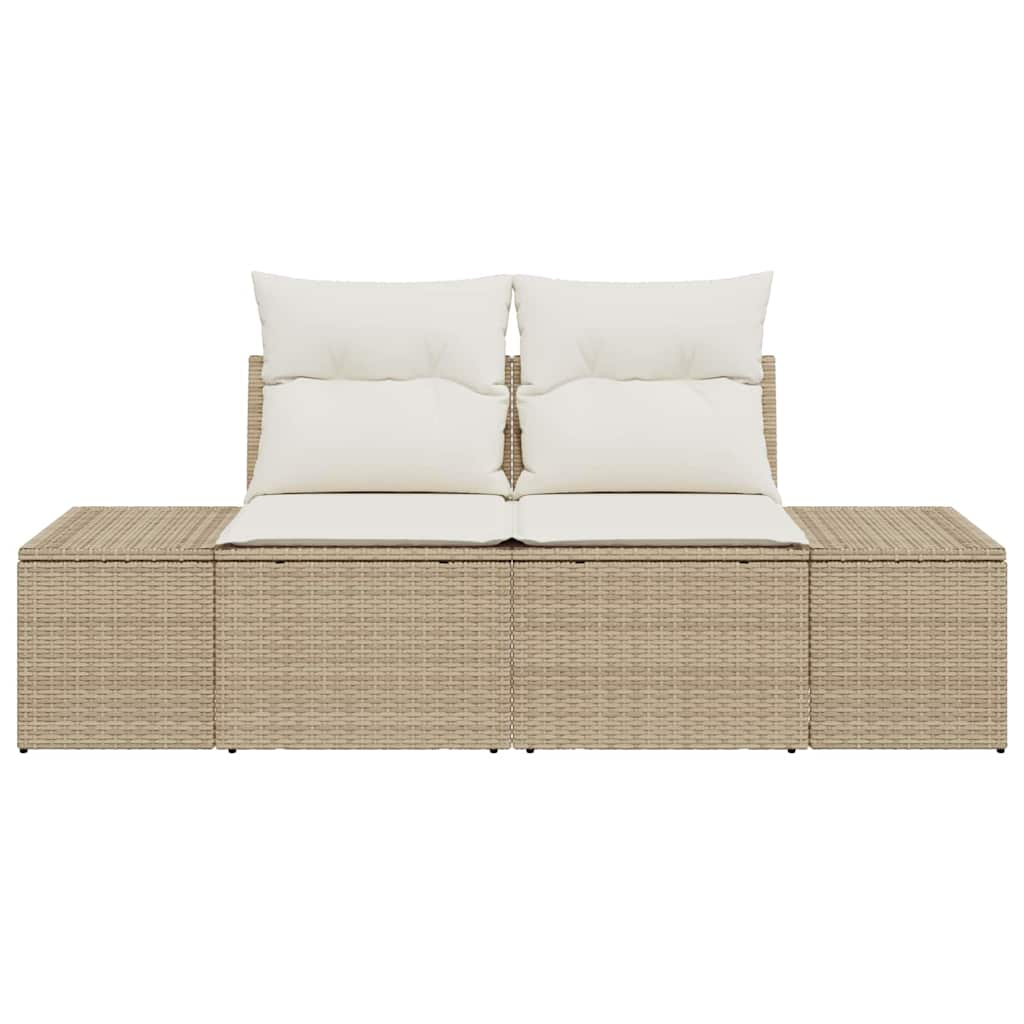 Sofá de jardim com almofada Bege 123 x 62 x 69cm vime PE