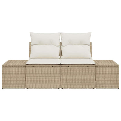 Sofá de jardim com almofada Bege 123 x 62 x 69cm vime PE