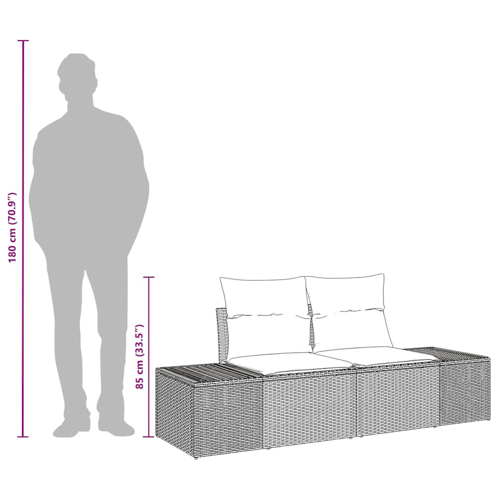 Sofá de jardim com almofada Bege 123 x 62 x 69cm vime PE