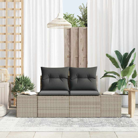 Sofá de jardim com almofada Cinzeto 123 x 62 x 69cm vime PE