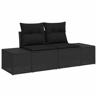 Sofá de jardim com almofada Preto 123 x 62 x 69cm vime PE