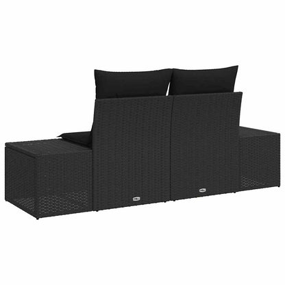 Sofá de jardim com almofada Preto 123 x 62 x 69cm vime PE