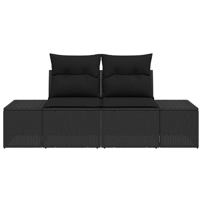Sofá de jardim com almofada Preto 123 x 62 x 69cm vime PE