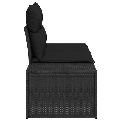 Sofá de jardim com almofada Preto 123 x 62 x 69cm vime PE