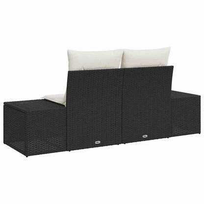Sofá de jardim com almofada Preto 123 x 62 x 69cm vime PE