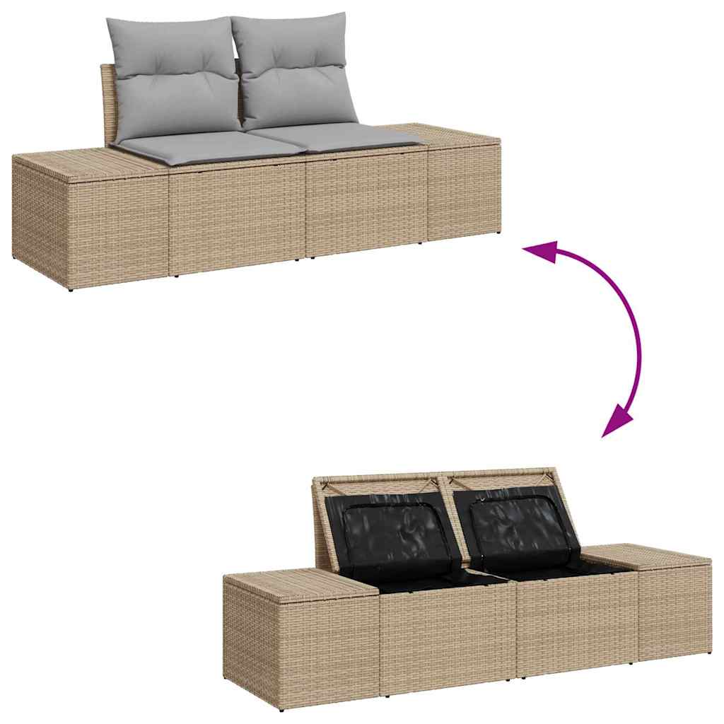 Sofá de jardim com almofada Bege 123 x 62 x 69cm vime PE