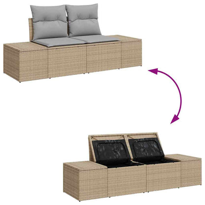 Sofá de jardim com almofada Bege 123 x 62 x 69cm vime PE