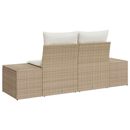 Sofá de jardim com almofada Bege 123 x 62 x 69cm vime PE