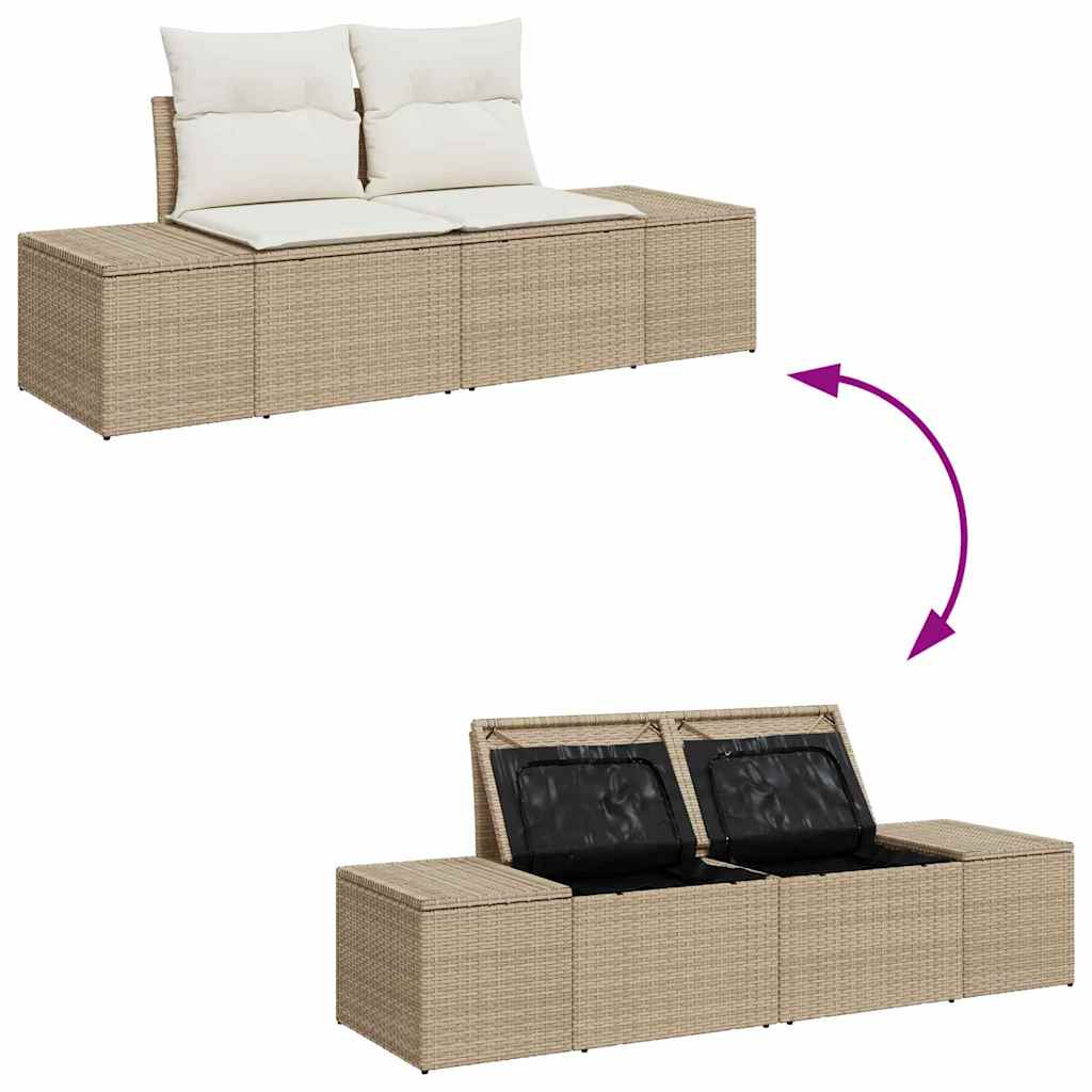 Sofá de jardim com almofada Bege 123 x 62 x 69cm vime PE