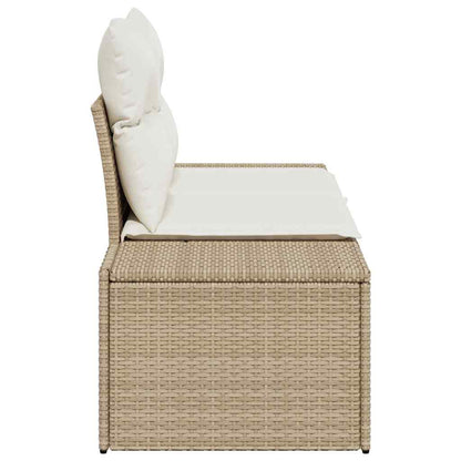 Sofá de jardim com almofada Bege 123 x 62 x 69cm vime PE