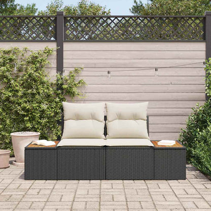 Sofá de jardim Preto 184 x 62 x 85cm vime PE