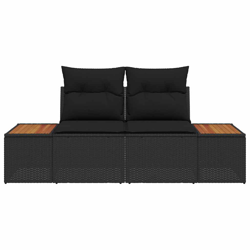Sofá de jardim Preto 184 x 62 x 85cm vime PE
