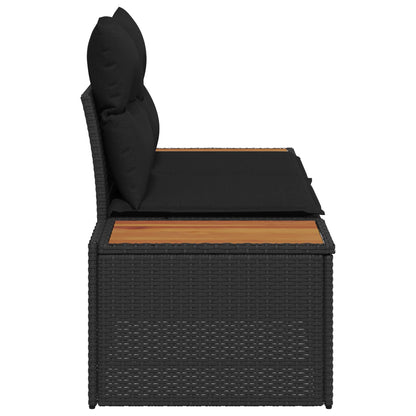 Sofá de jardim Preto 184 x 62 x 85cm vime PE