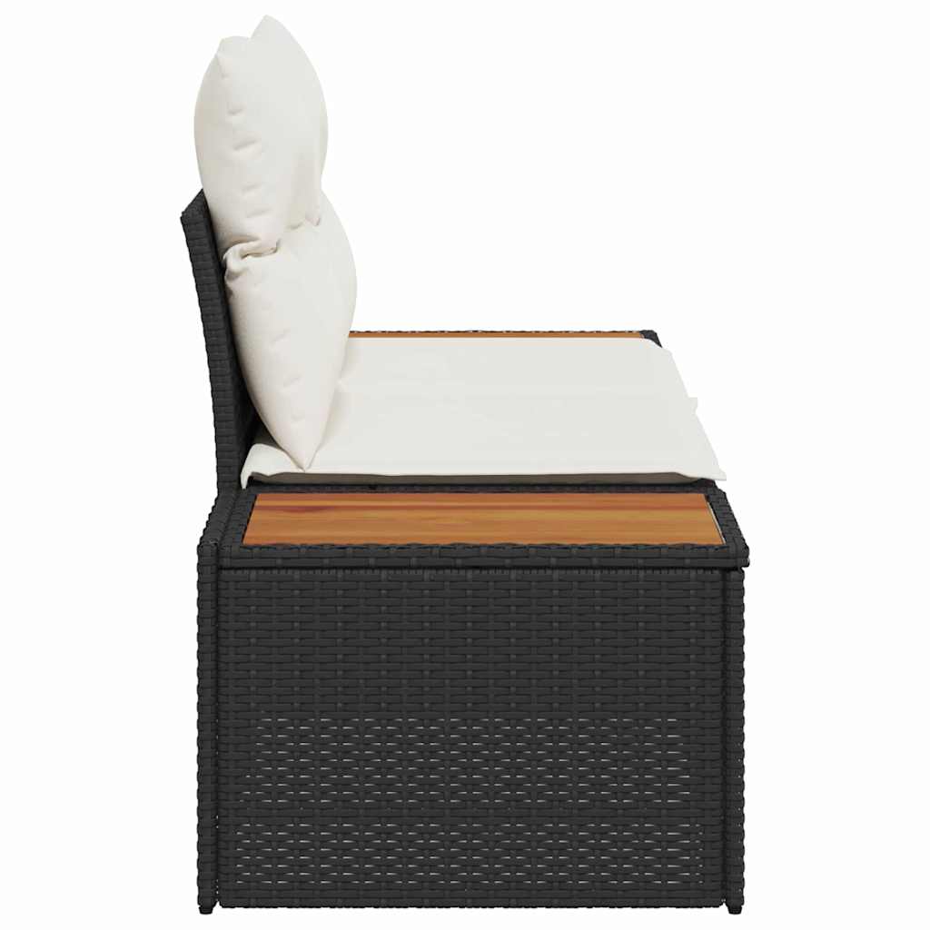 Sofá de jardim Preto 184 x 62 x 85cm vime PE