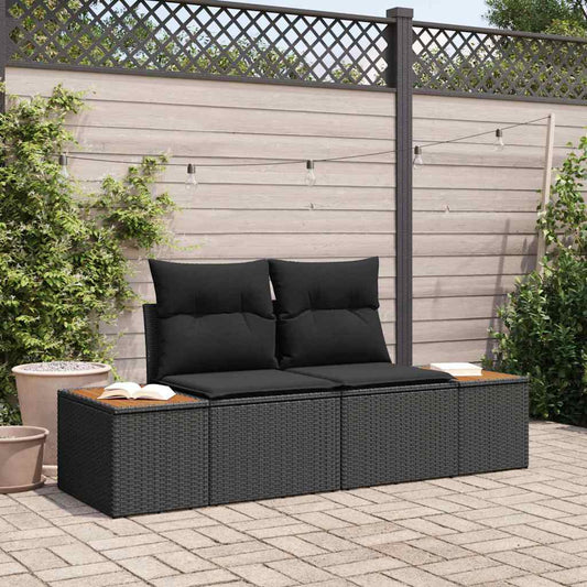 Sofá de jardim Preto 184 x 62 x 85cm vime PE