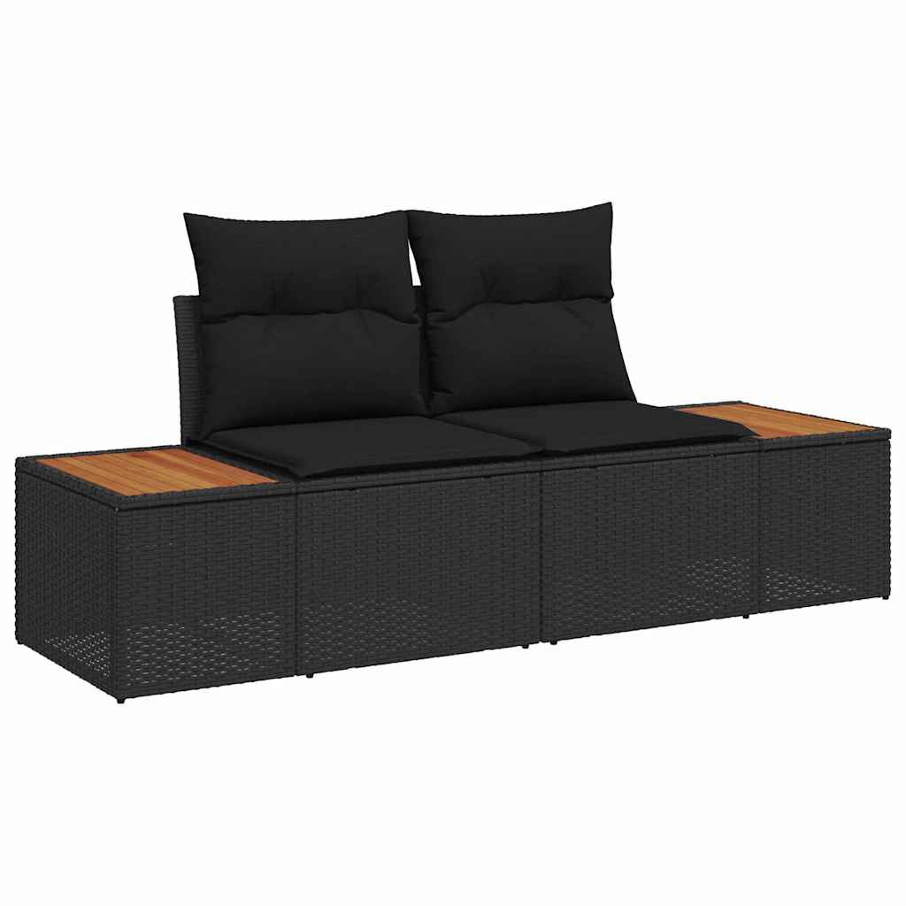 Sofá de jardim Preto 184 x 62 x 85cm vime PE