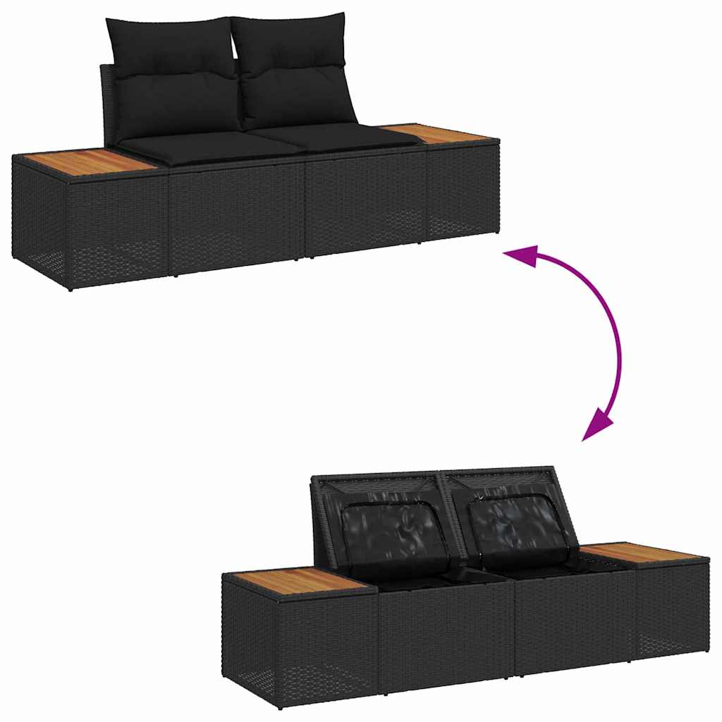 Sofá de jardim Preto 184 x 62 x 85cm vime PE