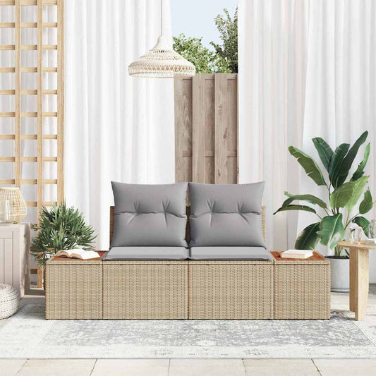 Sofá de jardim Bege 184 x 62 x 85cm vime PE