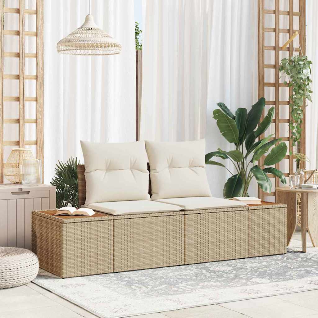 Sofá de jardim Bege 184 x 62 x 85cm vime PE