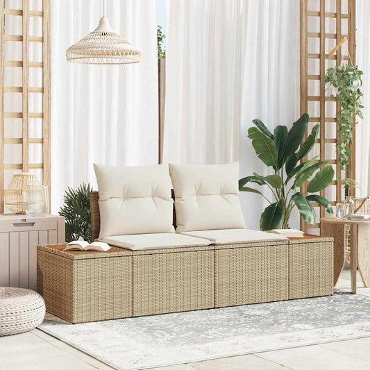 Sofá de jardim Bege 184 x 62 x 85cm vime PE