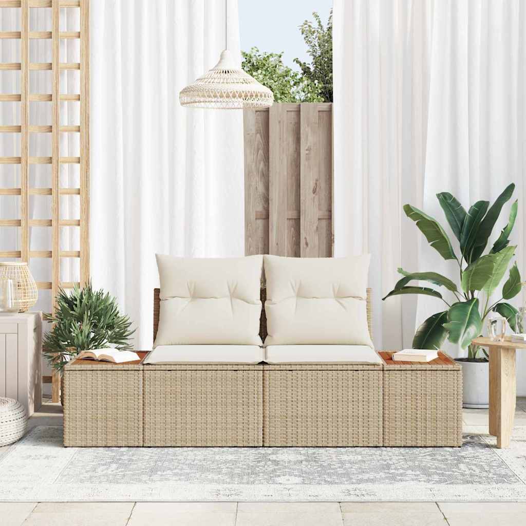 Sofá de jardim Bege 184 x 62 x 85cm vime PE