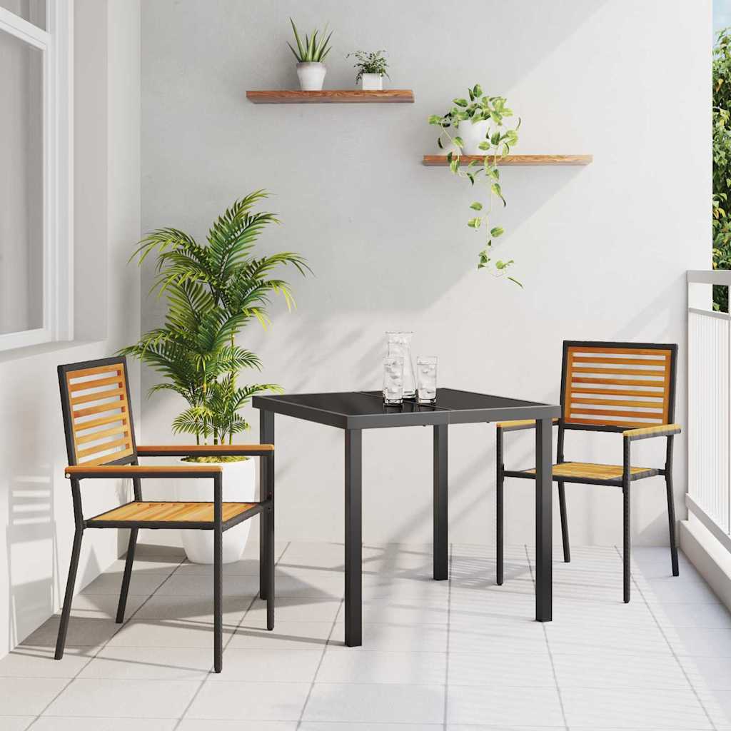 Cadeiras empilháveis para jardim 2 pcs Marrom e Preto