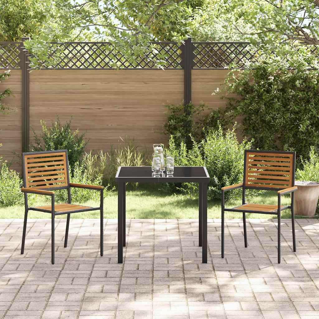 Cadeiras empilháveis para jardim 2 pcs Marrom e Preto