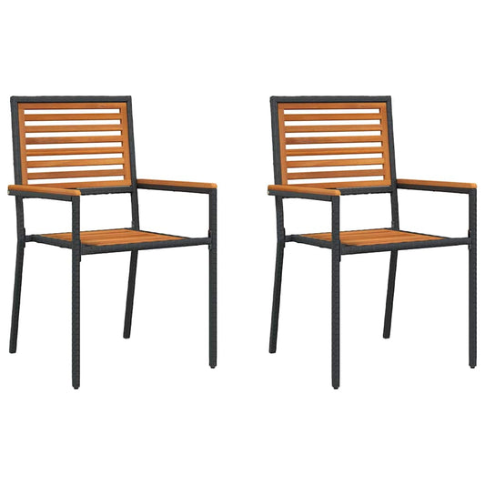 Cadeiras empilháveis para jardim 2 pcs Marrom e Preto