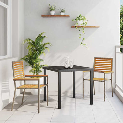 Cadeiras empilháveis para jardim 2 pcs Marrom e Cinza