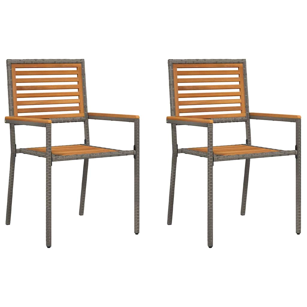 Cadeiras empilháveis para jardim 2 pcs Marrom e Cinza