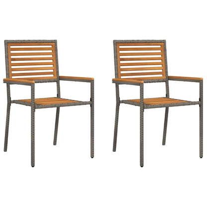 Cadeiras empilháveis para jardim 2 pcs Marrom e Cinza