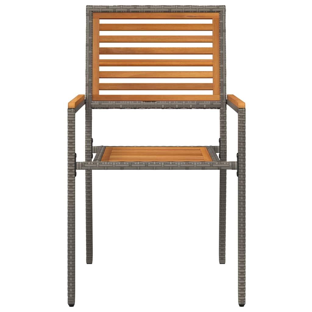 Cadeiras empilháveis para jardim 2 pcs Marrom e Cinza