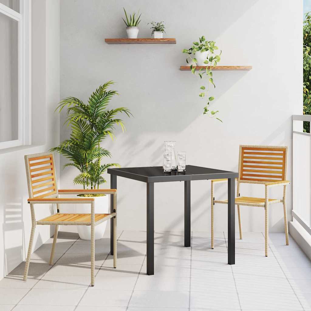 Cadeiras empilháveis para jardim 2 pcs Marrom e bege